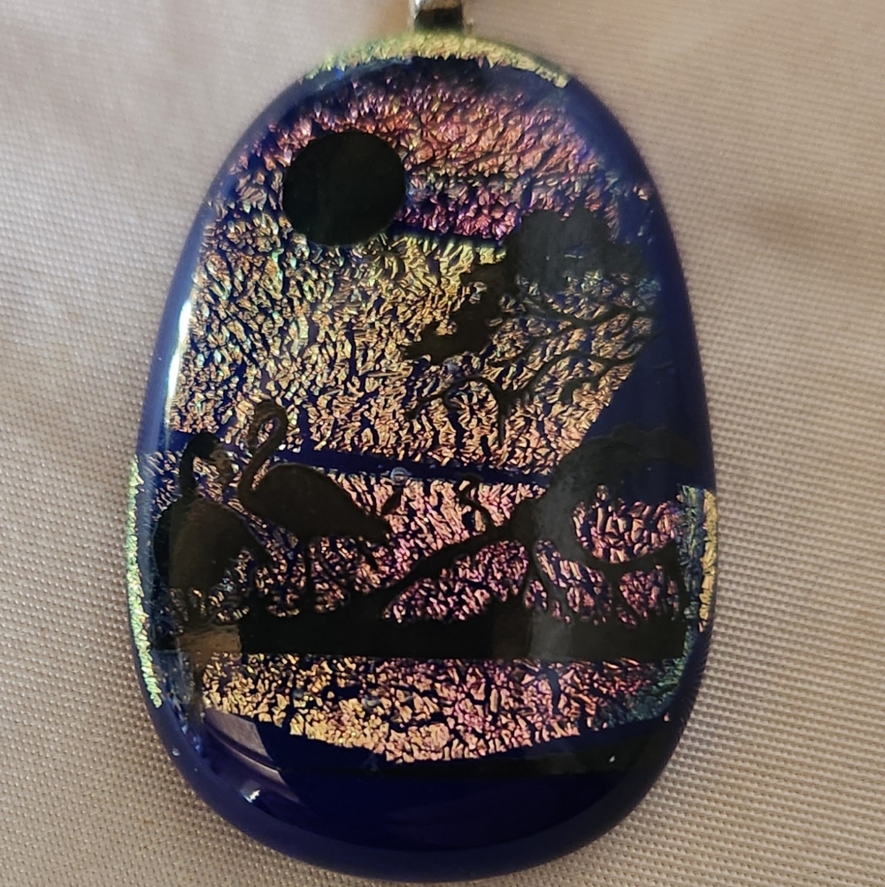 Blue and Green Glass Pendant Necklace